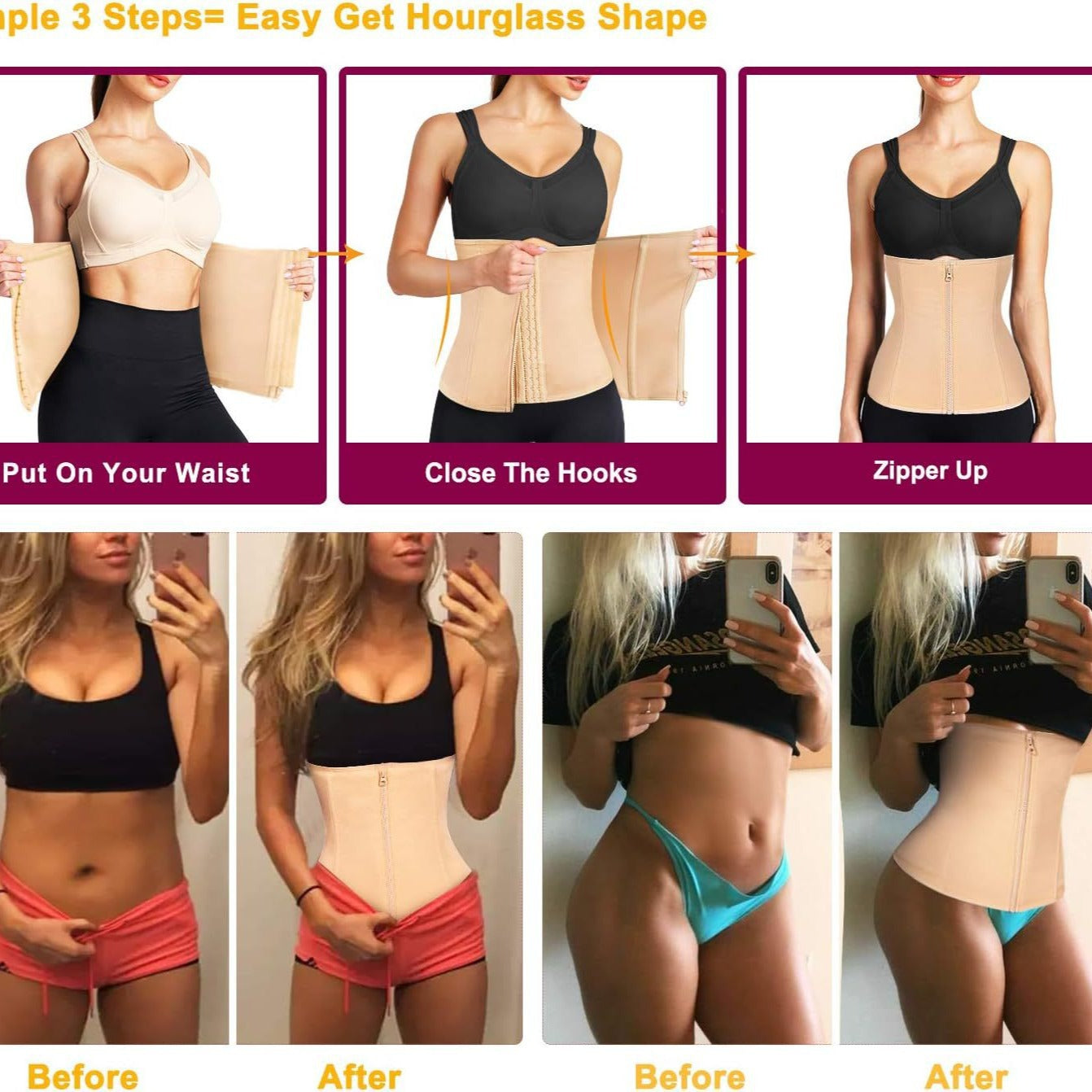 Cross-border hot selling high-end plastic belt shaping belt with breast strap zipper waist tuck abdomen sports fitness shaping belt