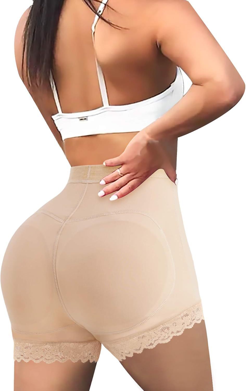 Cross-border hot sale shapewear shorts with butt pads, hip lifting, sports fitness, thighs, lace panties, shapewear shorts