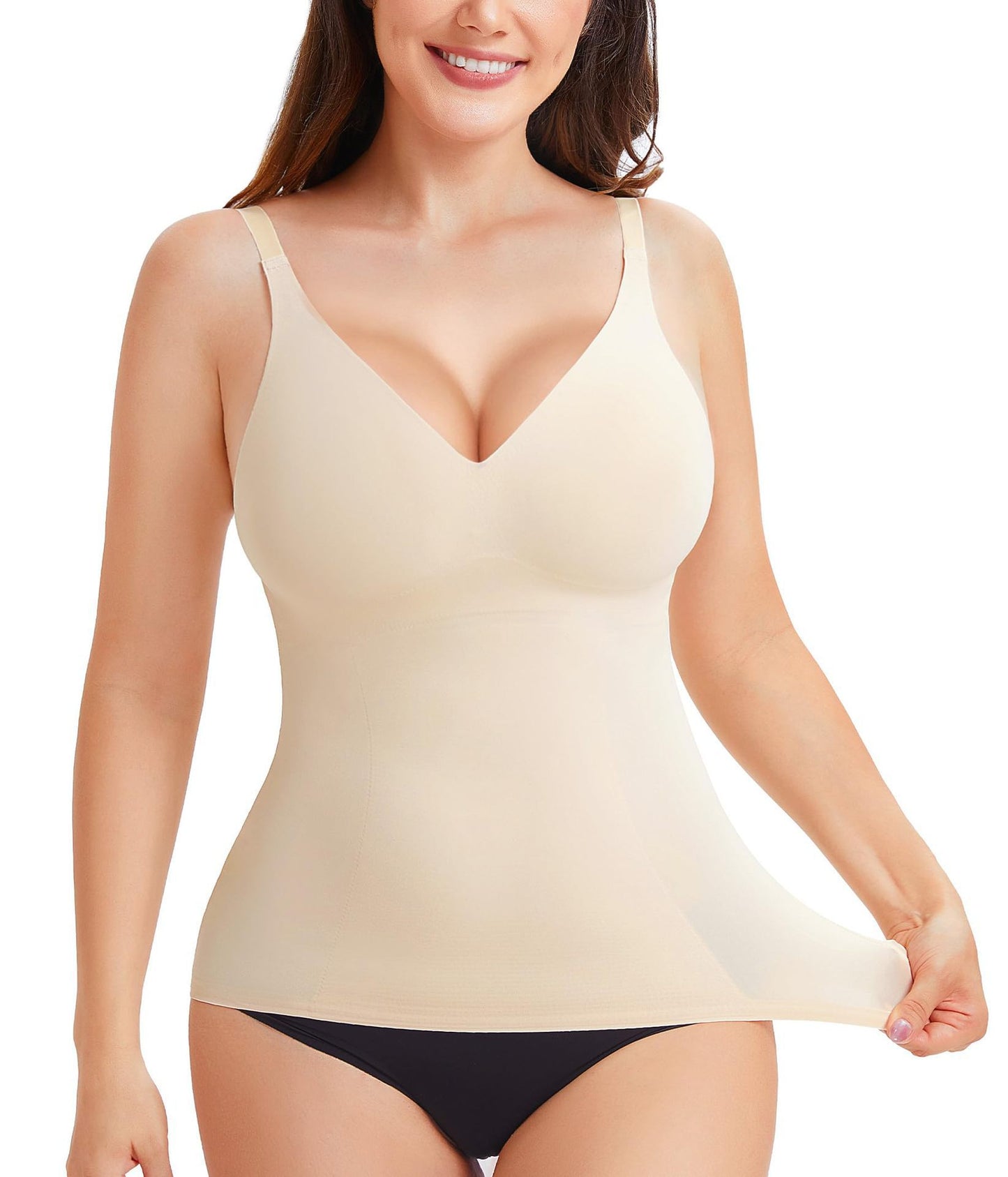 Cross-border hot-selling high-end shapewear suspenders, waist cinching, high elasticity casual V-neck high-end shapewear tops