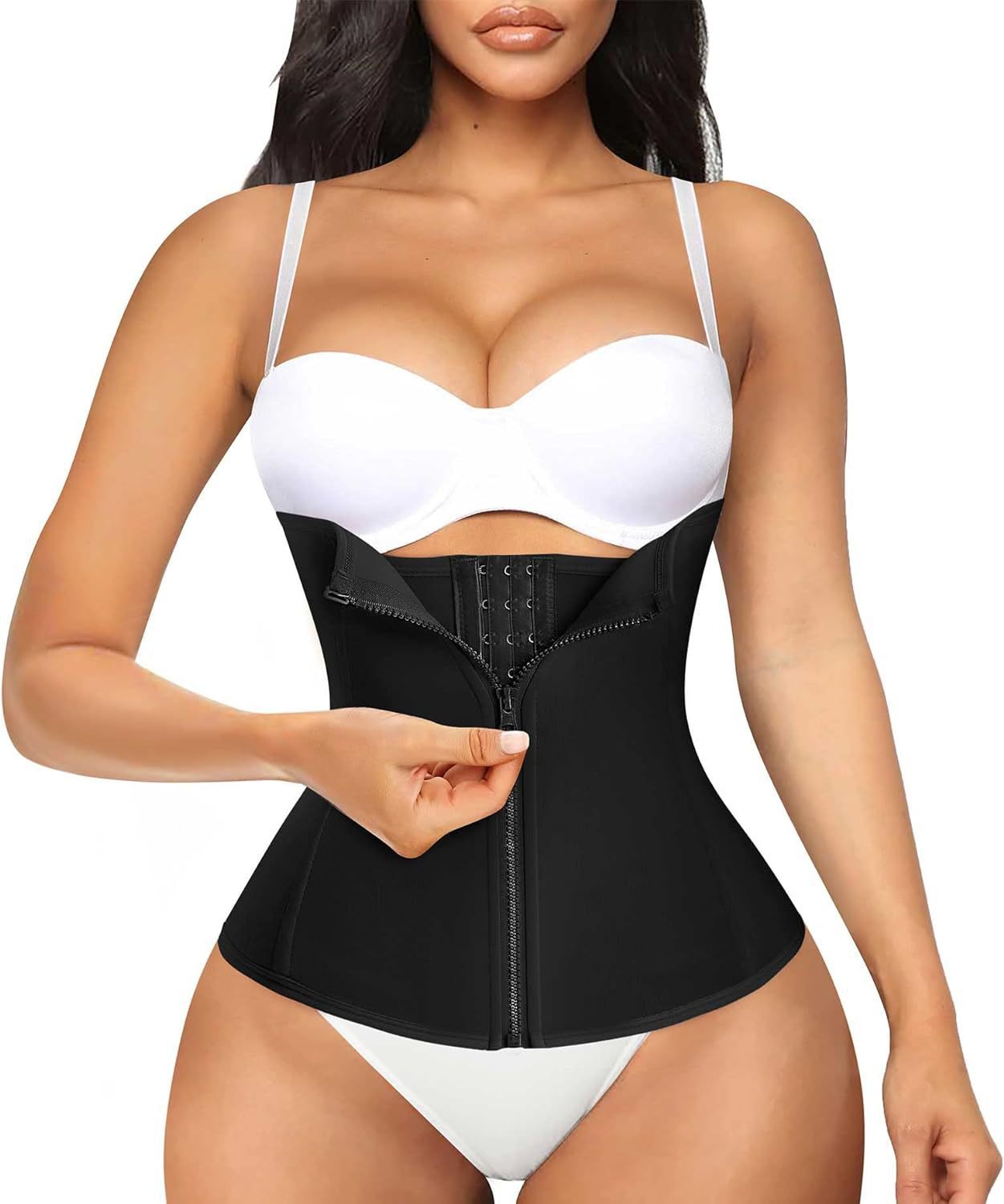 Cross-border hot selling high-end plastic belt shaping belt with breast strap zipper waist tuck abdomen sports fitness shaping belt