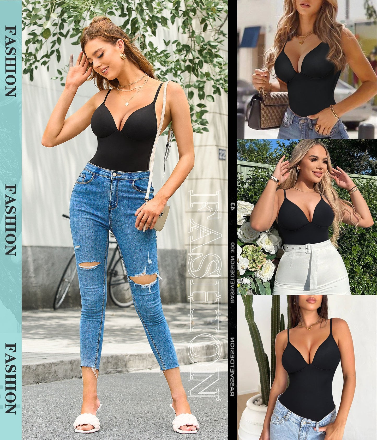 The world's most popular - high-end shapewear bodysuit, suspender V-neck, waist and abdomen, sexy shapewear