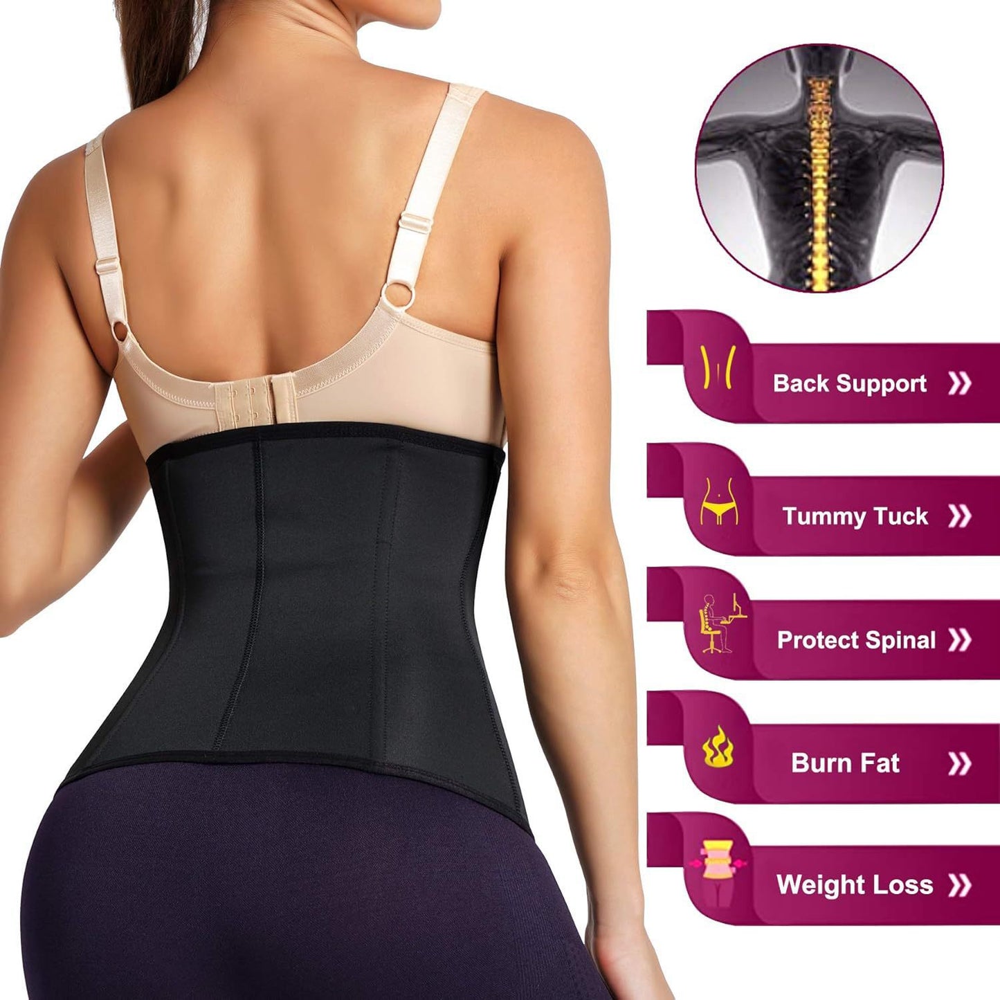 Cross-border hot selling high-end plastic belt shaping belt with breast strap zipper waist tuck abdomen sports fitness shaping belt