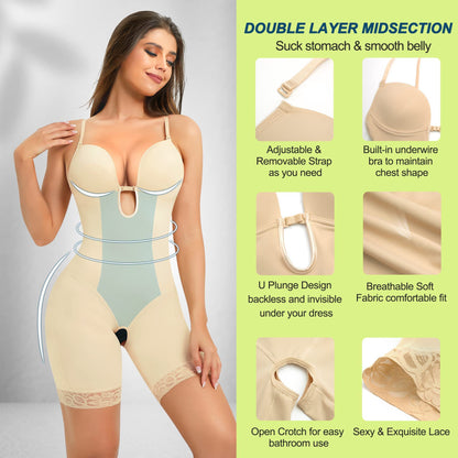 Eye-on style - suspender shapewear U-shaped design sexy buttocks lift and abdomen tuck slim open crotch shapewear without taking off shapewear