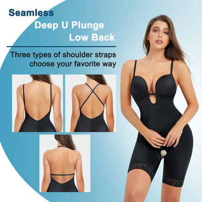 Eye-on style - suspender shapewear U-shaped design sexy buttocks lift and abdomen tuck slim open crotch shapewear without taking off shapewear