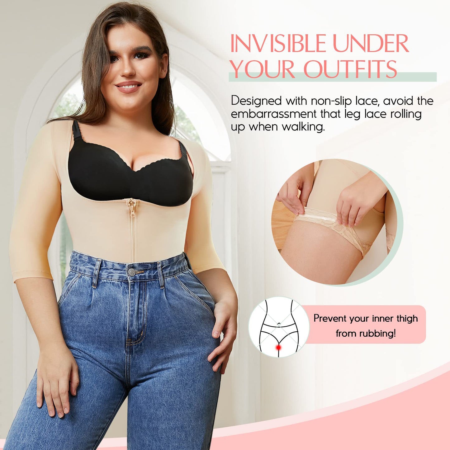 Cross-border hot selling shapewear long sleeves high waist tummy tuck waist thigh slim open open shaping bodysuit without taking off shapewear