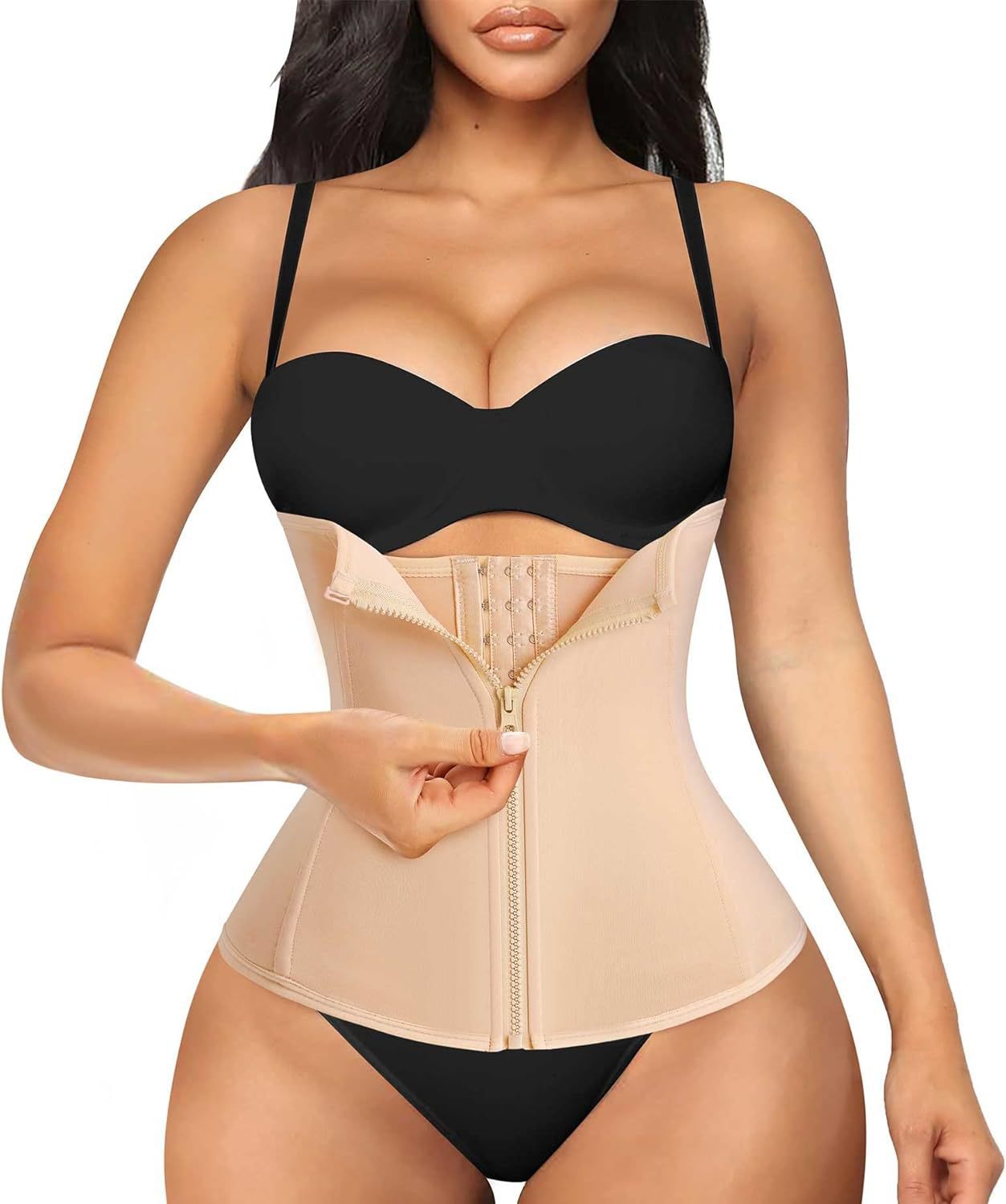 Cross-border hot selling high-end plastic belt shaping belt with breast strap zipper waist tuck abdomen sports fitness shaping belt
