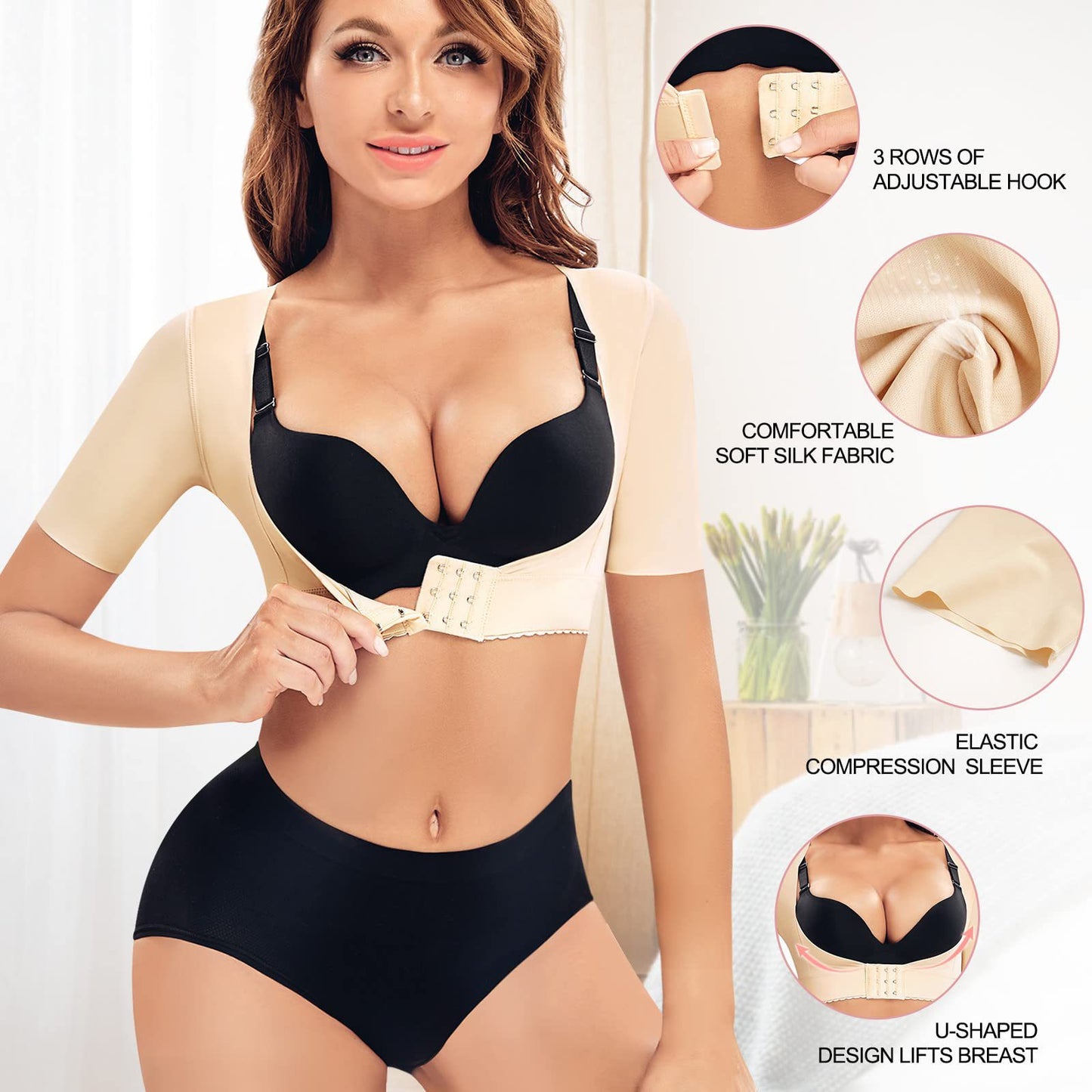 Cross-border hot selling upper arm shapewear, postoperative compression sleeves, chest slimming posture correction, and auxiliary breast shapewear