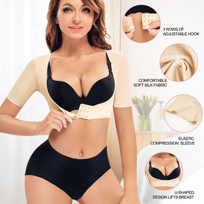 Cross-border hot selling upper arm shapewear, postoperative compression sleeves, chest slimming posture correction, and auxiliary breast shapewear