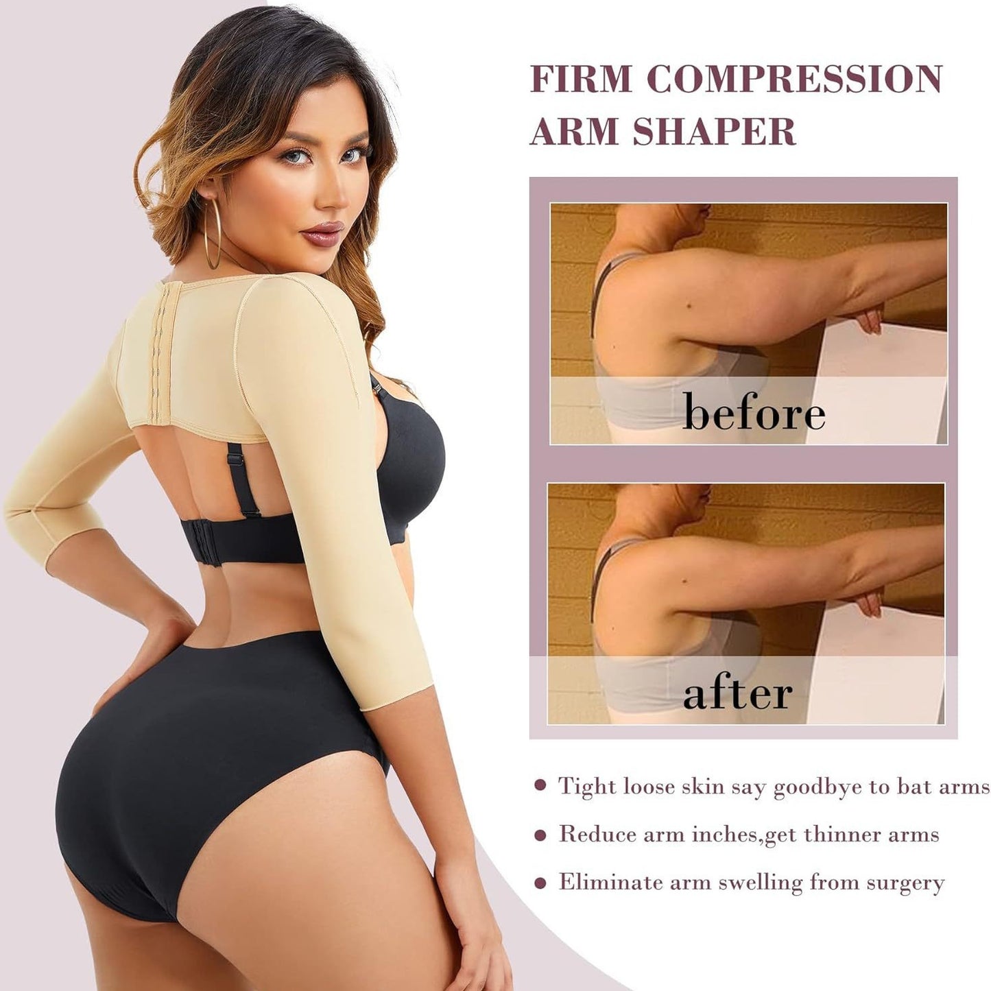 Cross-border hot-selling women's postoperative sleeves, long-sleeved sleeves, auxiliary breasts, forearm fat, with breasts, adjustable long-sleeved sleeves