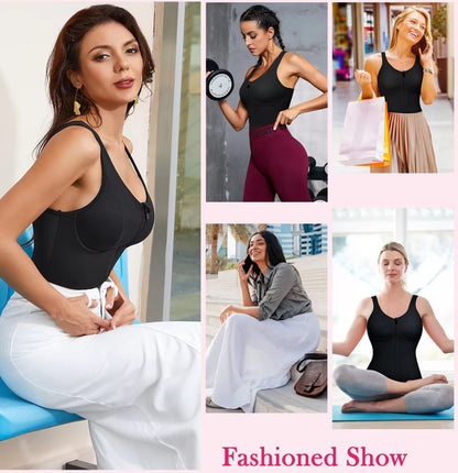 Women's Shapewear Vest - Zipper Waist Trainer & Back Support | ShapeFixCo