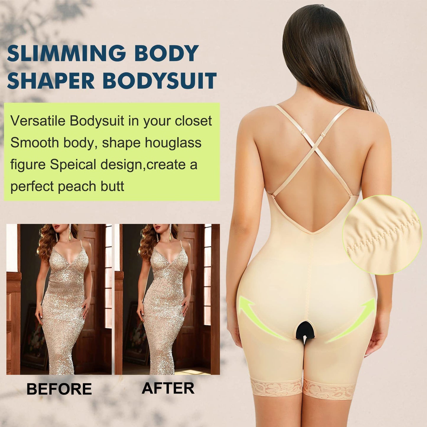 Eye-on style - suspender shapewear U-shaped design sexy buttocks lift and abdomen tuck slim open crotch shapewear without taking off shapewear
