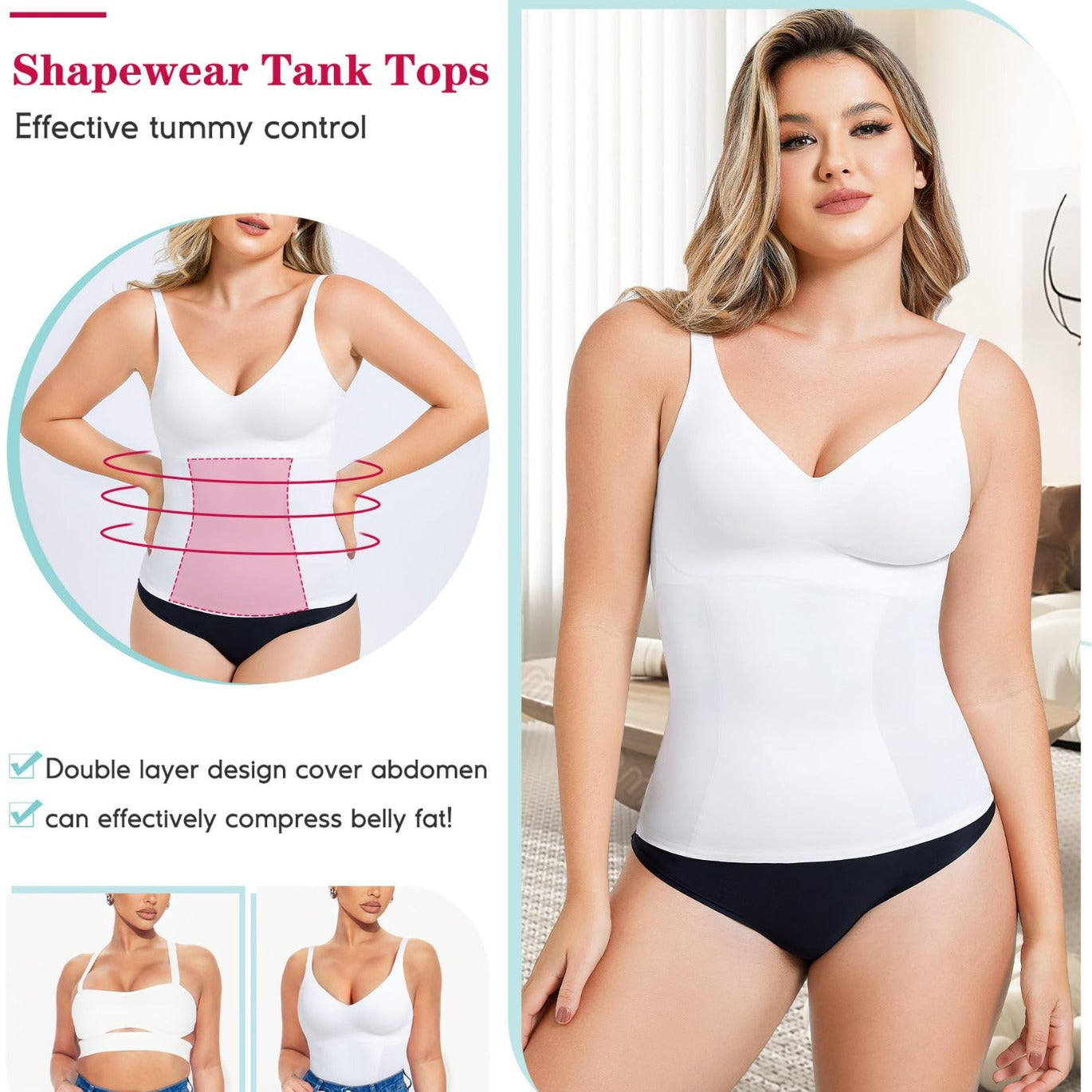 Cross-border hot-selling high-end shapewear suspenders, waist cinching, high elasticity casual V-neck high-end shapewear tops