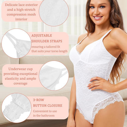 Cross-border hot-selling high-end lace shapewear bodysuits, suspenders, casual sports, waist and abdomen shapewear