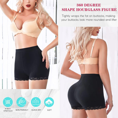 Cross-border hot sale shapewear shorts with butt pads, hip lifting, sports fitness, thighs, lace panties, shapewear shorts