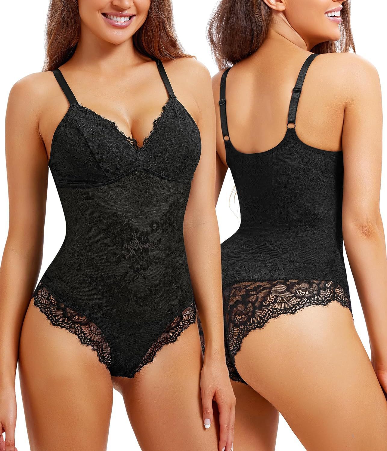 Cross-border hot-selling high-end lace shapewear bodysuits, suspenders, casual sports, waist and abdomen shapewear