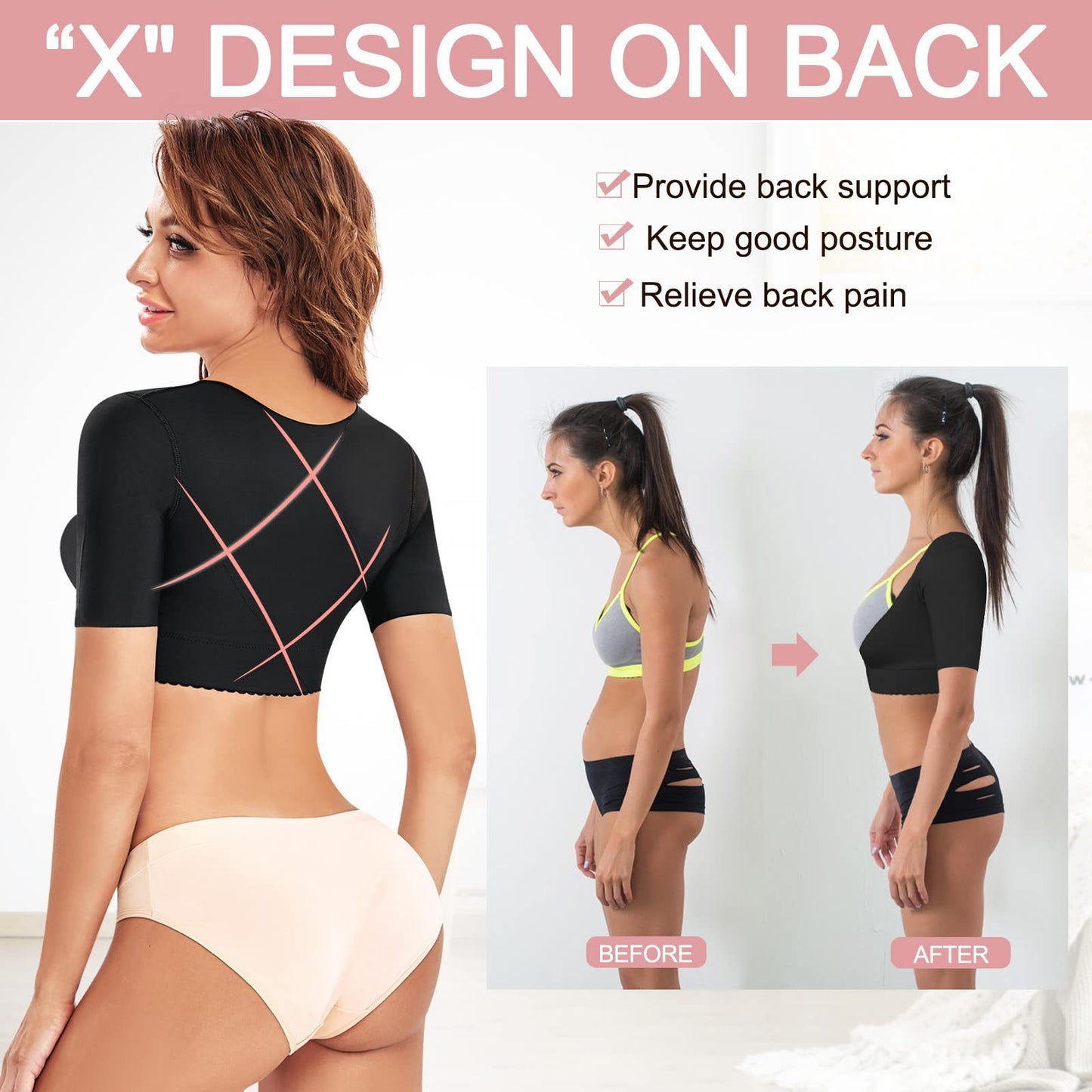 Cross-border hot selling upper arm shapewear, postoperative compression sleeves, chest slimming posture correction, and auxiliary breast shapewear