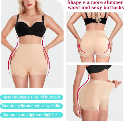 Cross-border hot sale shapewear shorts with butt pads, hip lifting, sports fitness, thighs, lace panties, shapewear shorts