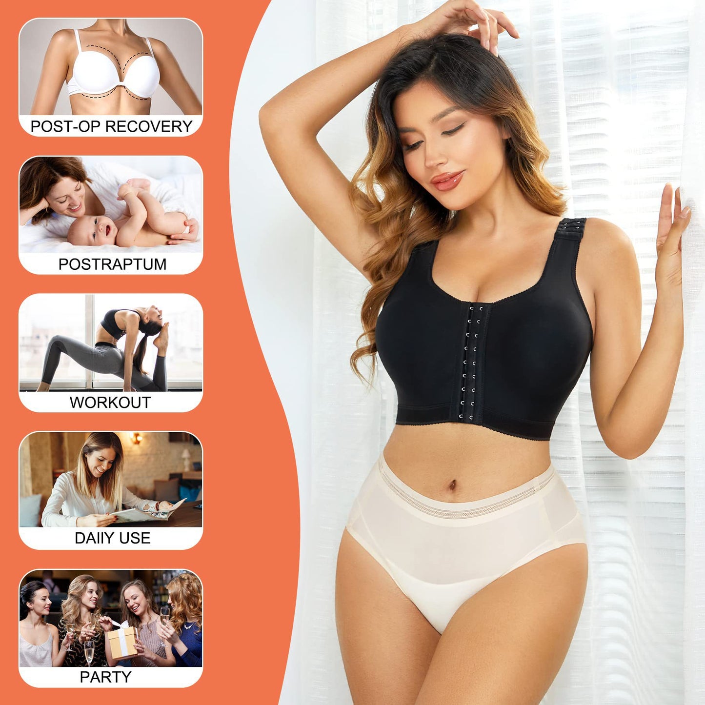 Cross-border hot-selling high-end body contouring underwear bra strap adjustable zipper design body contouring underwear