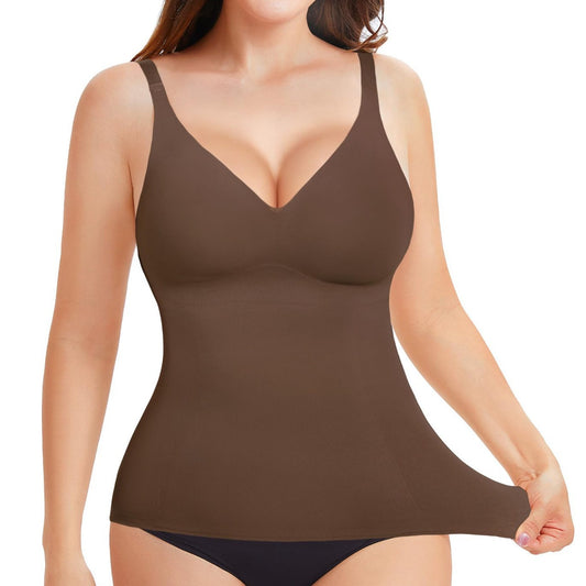 Cross-border hot-selling high-end shapewear suspenders, waist cinching, high elasticity casual V-neck high-end shapewear tops
