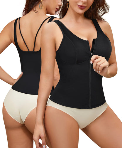 Women's Shapewear Vest - Zipper Waist Trainer & Back Support | ShapeFixCo