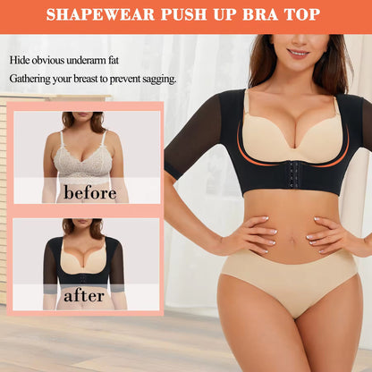 Cross-border hot selling shaping top, high-end women's breasts gathering U-neck design, sexy slim fit, five-quarter sleeve shapewear