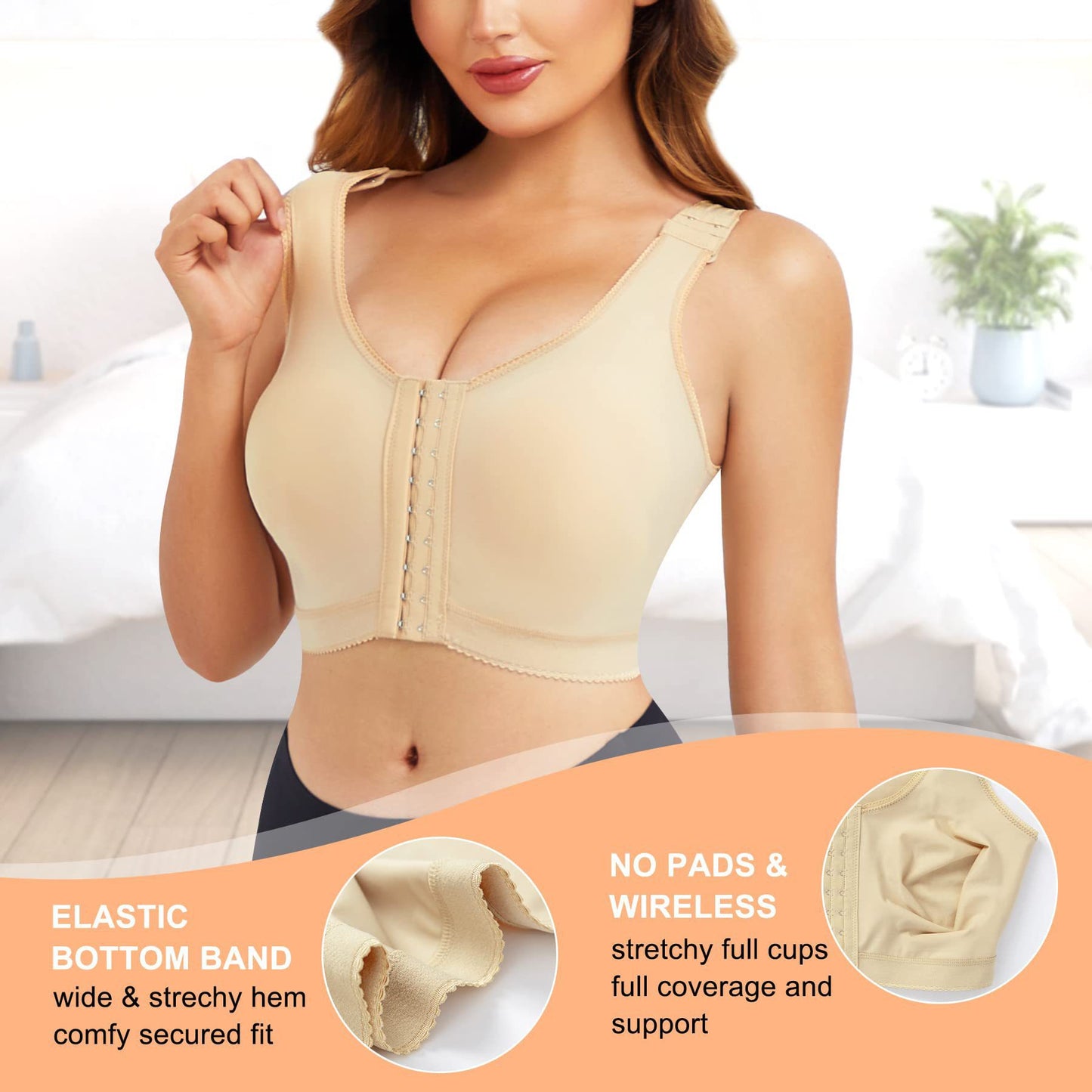 Cross-border hot-selling high-end body contouring underwear bra strap adjustable zipper design body contouring underwear