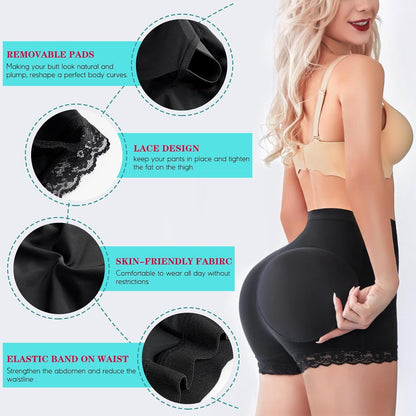 Cross-border hot sale shapewear shorts with butt pads, hip lifting, sports fitness, thighs, lace panties, shapewear shorts
