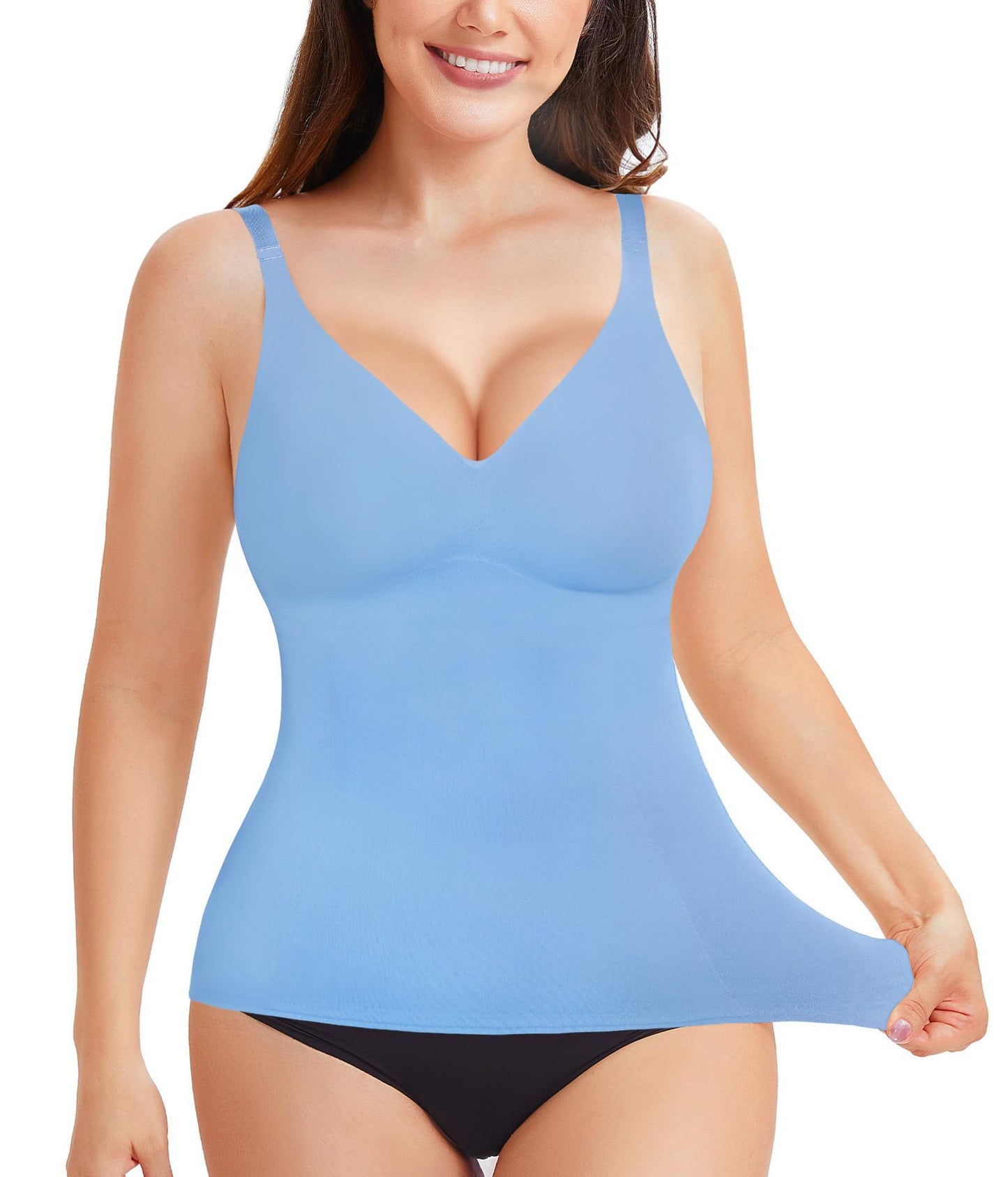 Cross-border hot-selling high-end shapewear suspenders, waist cinching, high elasticity casual V-neck high-end shapewear tops