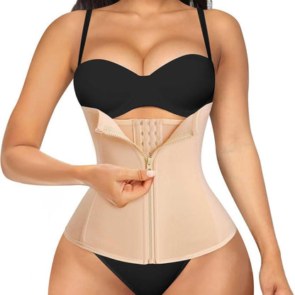 Cross-border hot selling high-end plastic belt shaping belt with breast strap zipper waist tuck abdomen sports fitness shaping belt