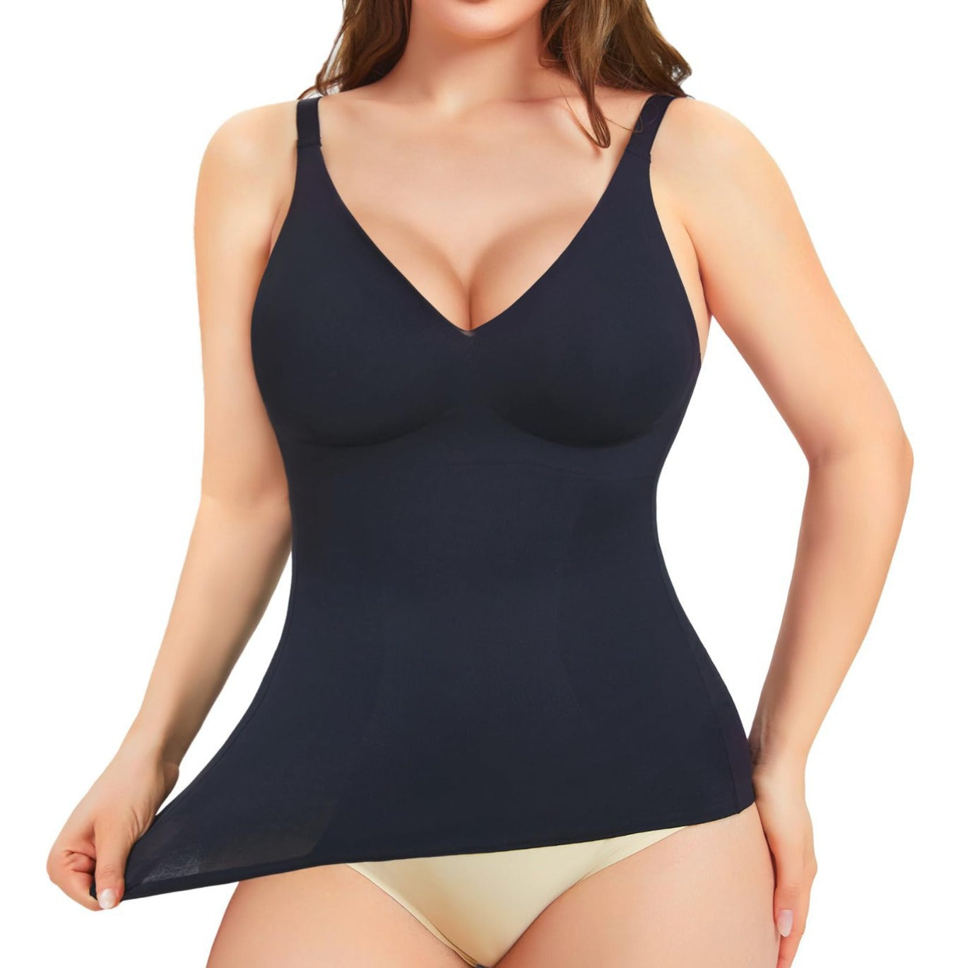 Cross-border hot-selling high-end shapewear suspenders, waist cinching, high elasticity casual V-neck high-end shapewear tops
