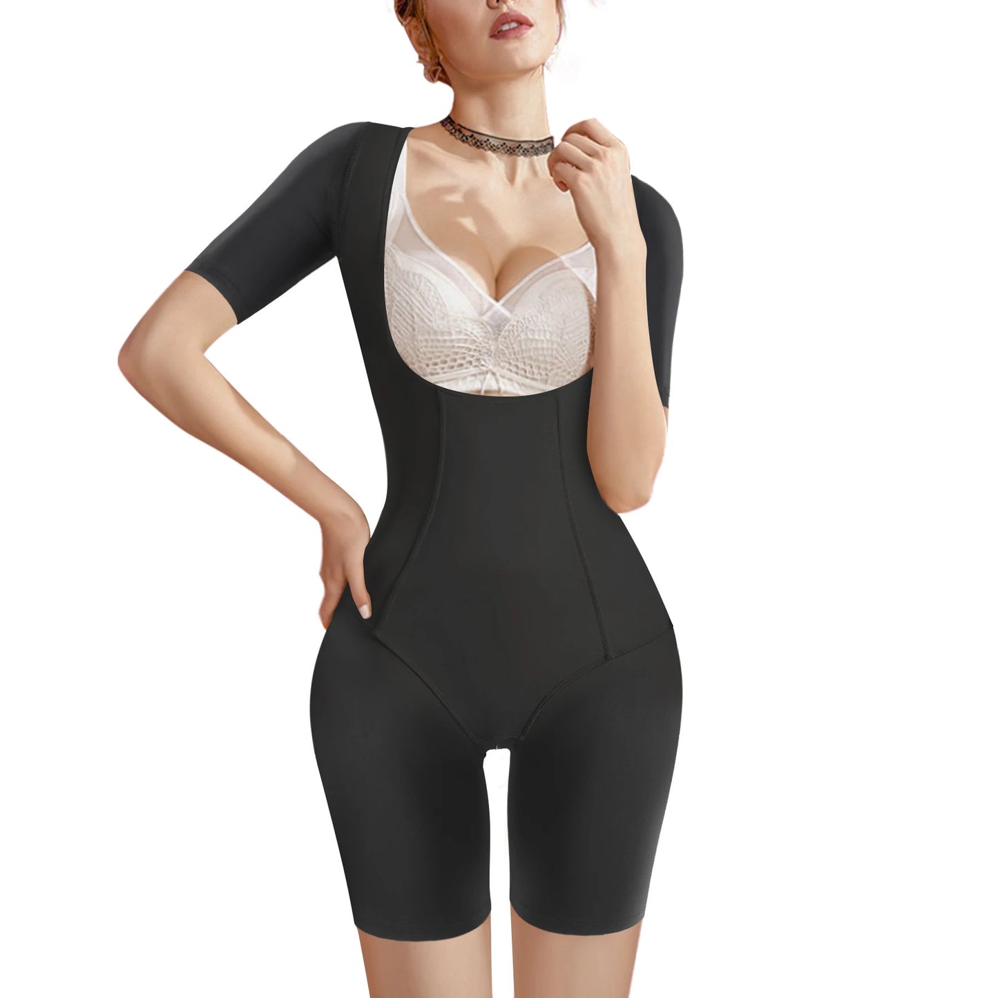 Cross-border hot selling one-piece shapewear women's neckline U-neck design sexy waist and abdomen lift hip tight shapewear bodywear