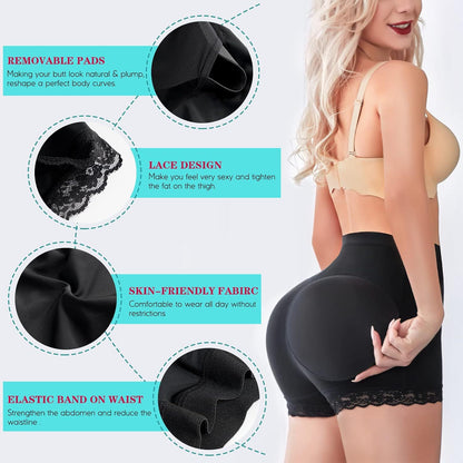 Cross-border hot sale shapewear shorts with butt pads, hip lifting, sports fitness, thighs, lace panties, shapewear shorts