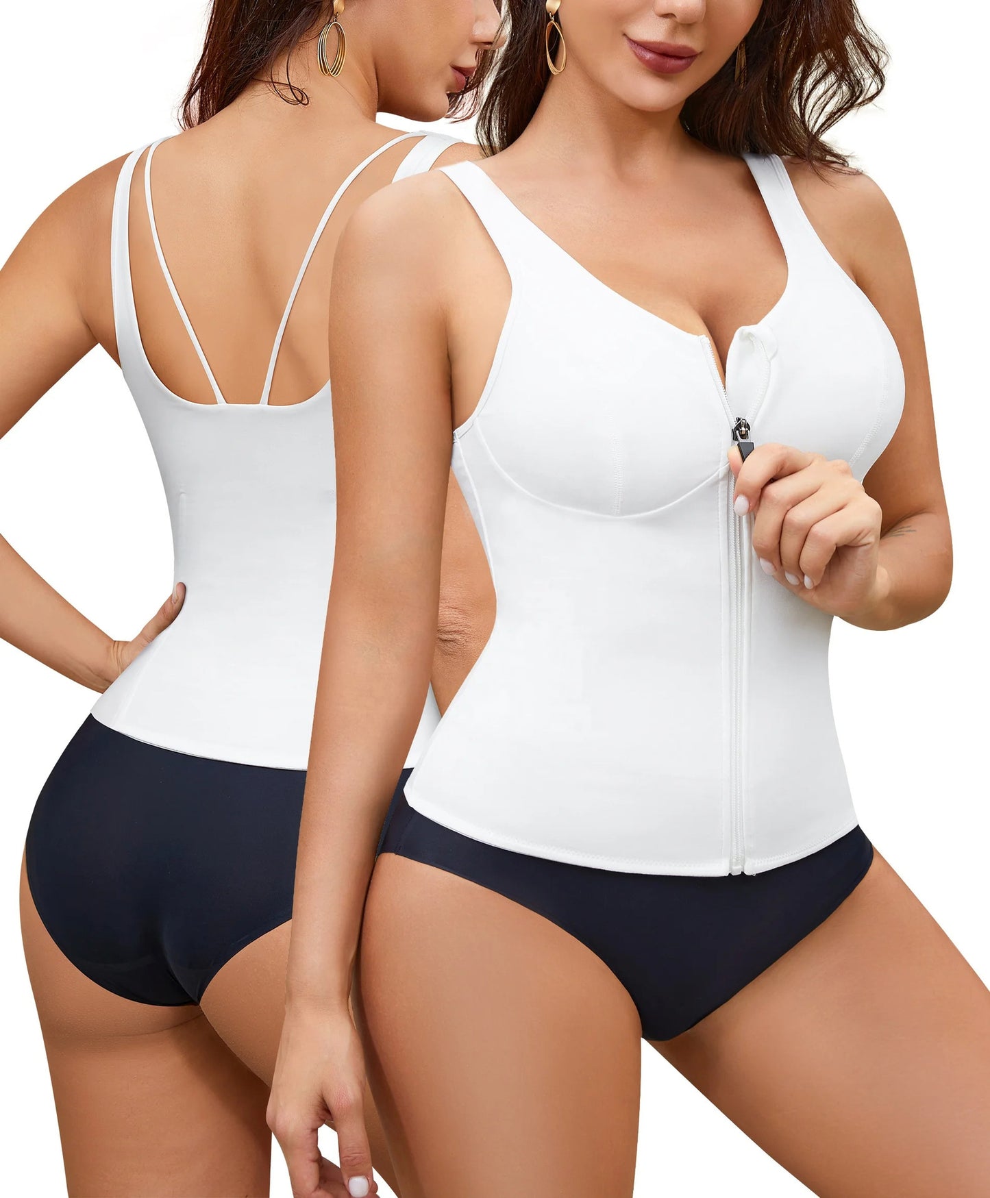 Women's Shapewear Vest - Zipper Waist Trainer & Back Support | ShapeFixCo