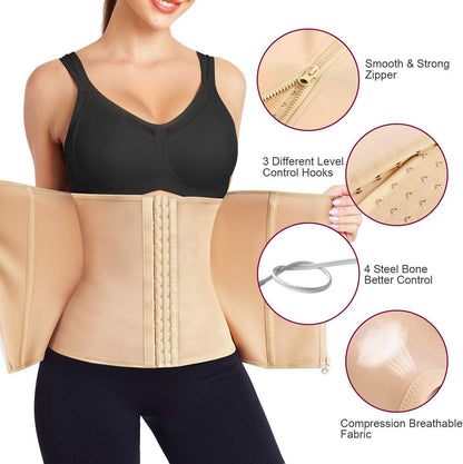 Cross-border hot selling high-end plastic belt shaping belt with breast strap zipper waist tuck abdomen sports fitness shaping belt
