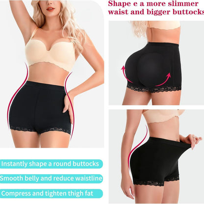 Cross-border hot sale shapewear shorts with butt pads, hip lifting, sports fitness, thighs, lace panties, shapewear shorts
