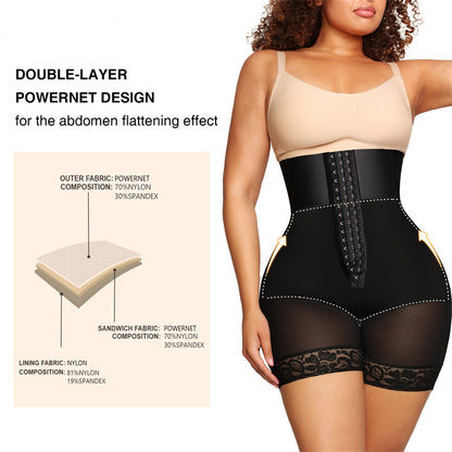 Cross-border new European and American plus-size body beauty postpartum shaping shapepants 3-breasted high-waisted tummy tuck and buttocks tuck pants