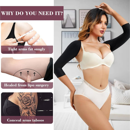 Cross-border hot-selling women's postoperative sleeves, long-sleeved sleeves, auxiliary breasts, forearm fat, with breasts, adjustable long-sleeved sleeves